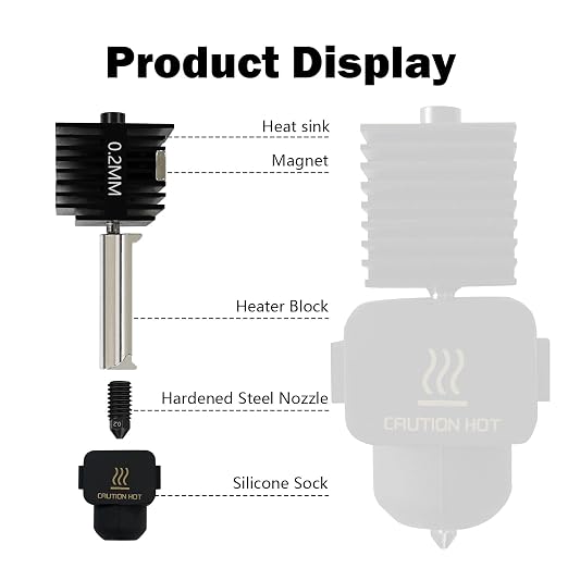HzdaDeve 4 Pack 0.2MM 0.4MM 0.6MM A1 Mini/A1/A2L Hotend Print Head Hot End Kit