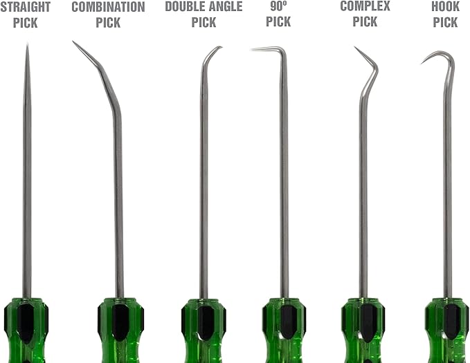 OEMTOOLS 26545 6 Piece Hook And Pick Set With Acetate Handle, Hook Tool And Pick Tool, Vehicle Pick And Hook Set, Pick Tool Set For Mechanics