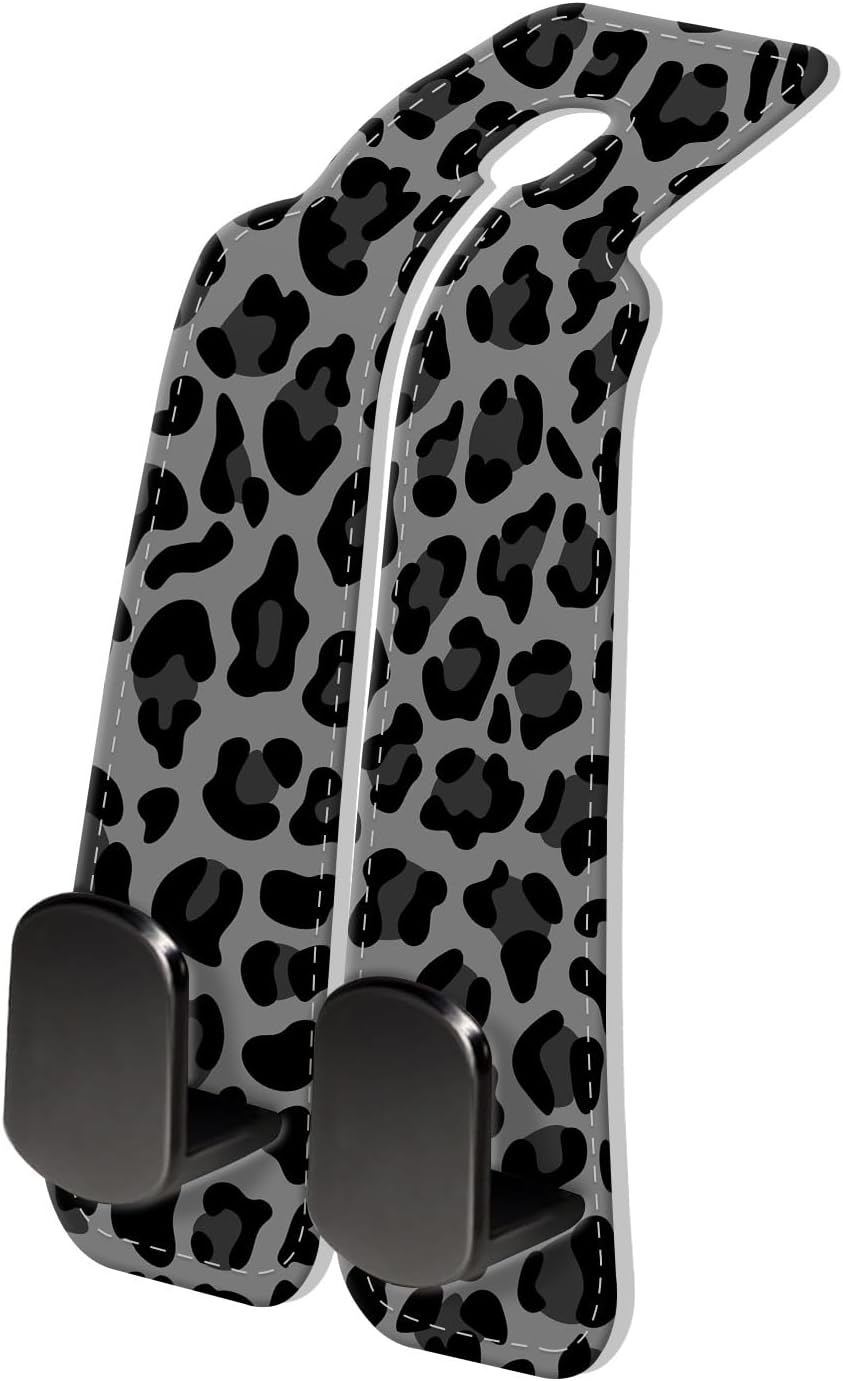 PU Leather Car Seat Hook, Storage Headrest Hanger, Cute Car Backseat Organizer, Car Hooks For Purses and Bags Green Floral