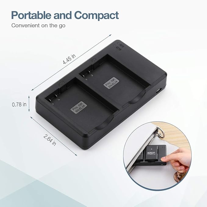 EN-EL14 EN EL14A Battery USB Charger and 2-Pack Rechargeable Batteries