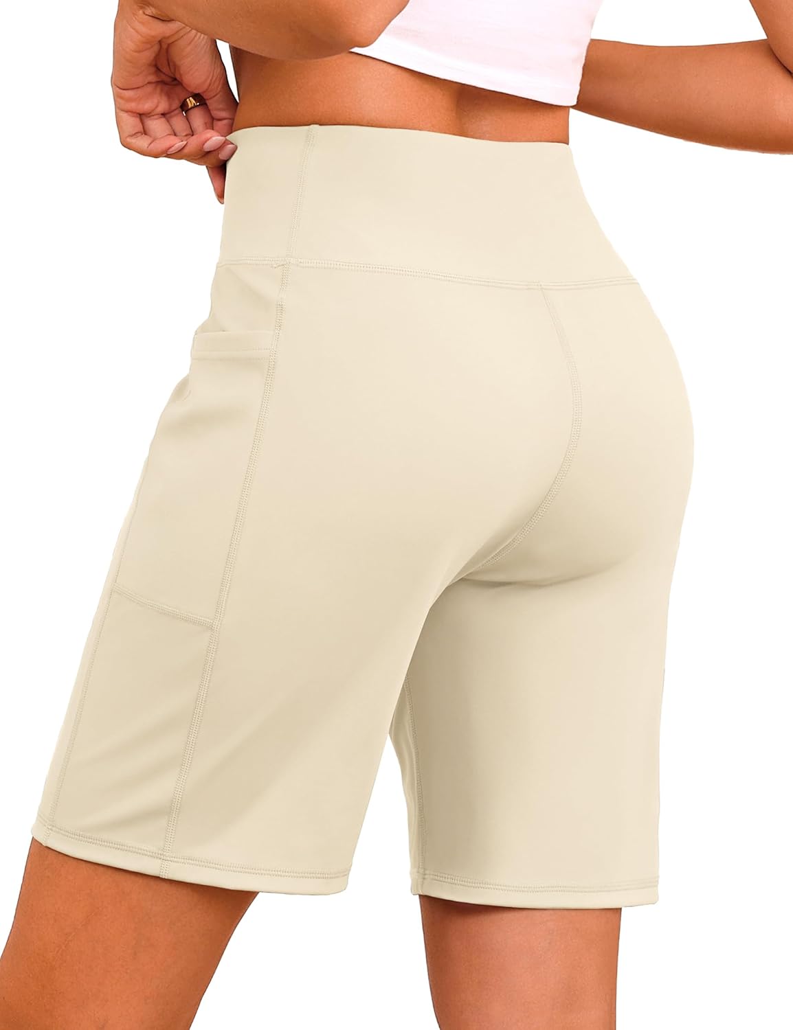 Quenteen Women's Bermuda Shorts - High Waisted 9" Athletic Yoga Knee Length Shorts