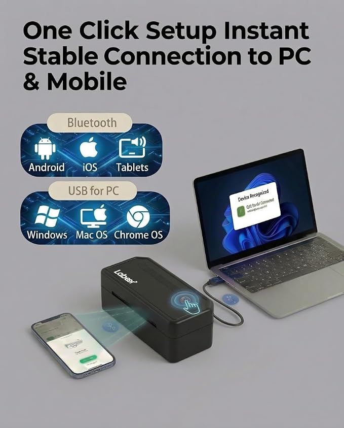 Labeer Bluetooth Thermal Shipping Label Printer, Wireless 4x6 Label Printer