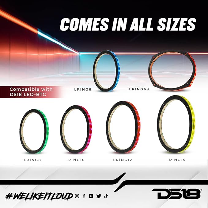 DS18 LRING15 15” RGB LED Speaker Ring – Waterproof Multi-Color LED Light Ring