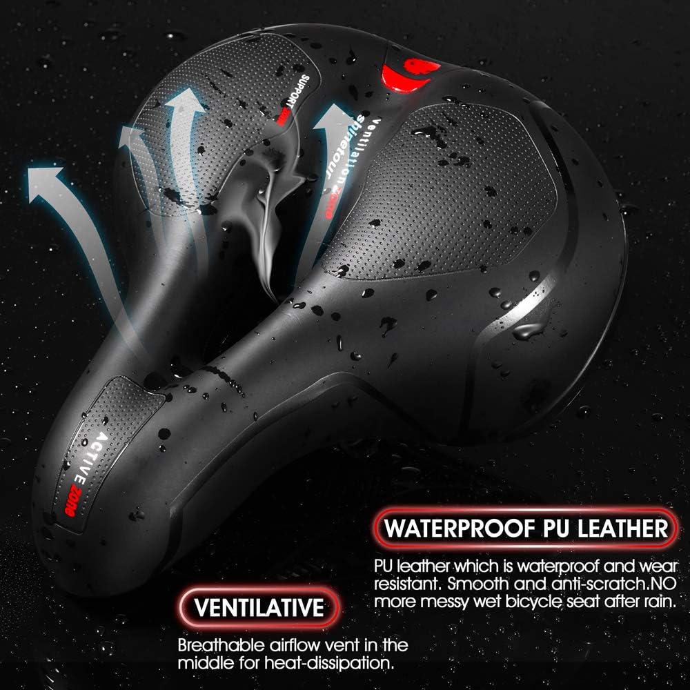 Skiennix Comfortable Bicycle Seat Cushion - Dual Shock Absorbing Memory Foam | Waterproof Design for Road Bikes