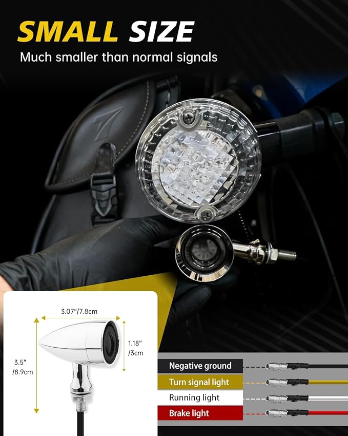 TSUNG Universal Motorcycle LED Turn Signals Lights Small Bullet Front Rear