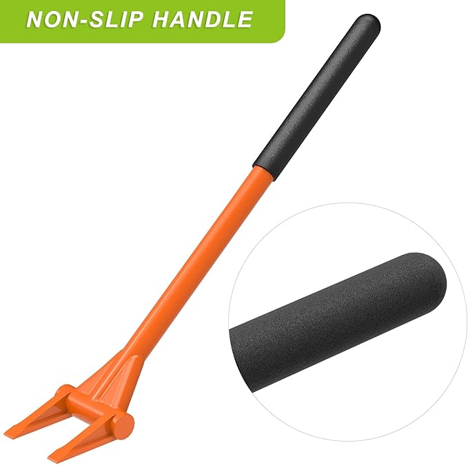 Dolibest 28'' Demo Bar 2-Tine Wrecking Bar, Heavy Duty Pallet Buster with Handle, All-Steel Handle Wrecking Pry Bar, Deck Board Removal Efficient and Effortless for Renovation and Construction