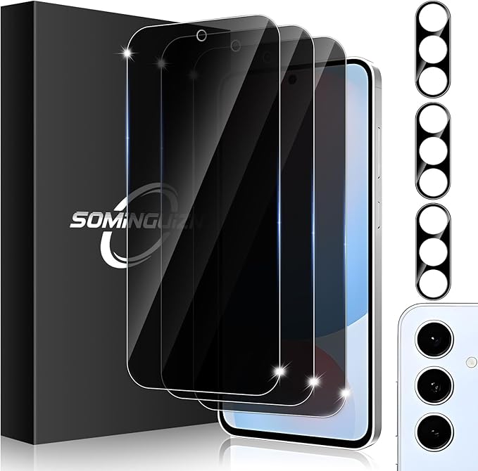 3+3 Pack for Samsung Galaxy S24 FE 5G Privacy Screen Protector & Phone Camera