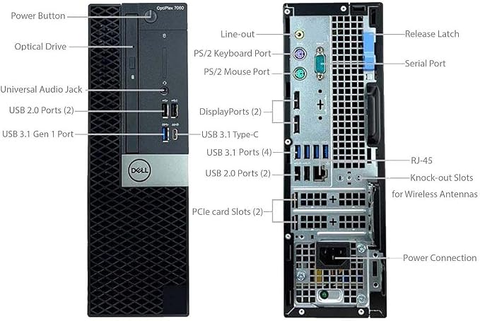 DELL Optiplex 7060 SFF Desktop Computer PC | Intel 8th Gen i7-8700 (6 Core) | 16GB DDR4 Ram New 1TB NVMe M.2 SSD | Built-in WiFi & Bluetooth | Windows 11 Pro | Wireless Keyboard & Mouse (Renewed)