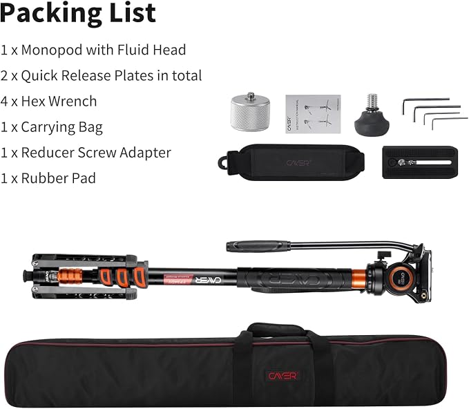Cayer FP34 Monopod with Feet, 71 inch Aluminum Telescopic Camera Monopod with