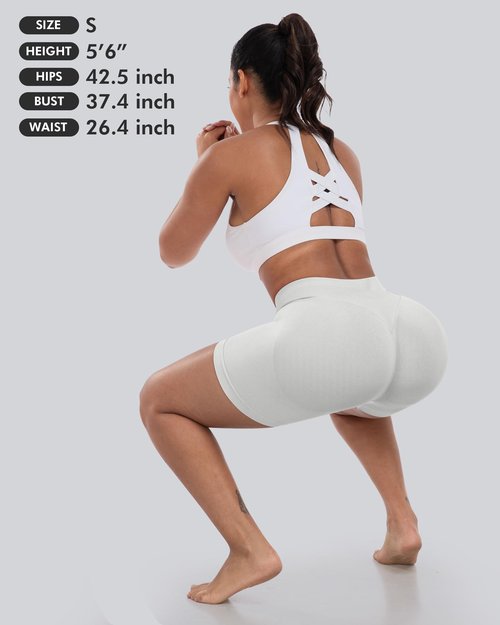 CHRLEISURE Workout Gym Biker Shorts, High Waisted Butt Lifting Scrunch Butt Sports Seamless Shorts Sets 4 Piece (2BlackGrayLGray,M)
