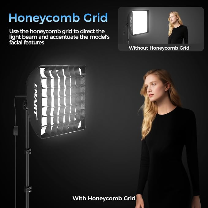 EMART Softbox Photography Lighting Kit, 50W 3000K-6000K LED Bulb