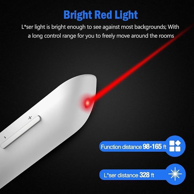 DinoFire White Wireless Presenter, Volume Control Presentation Clicker
