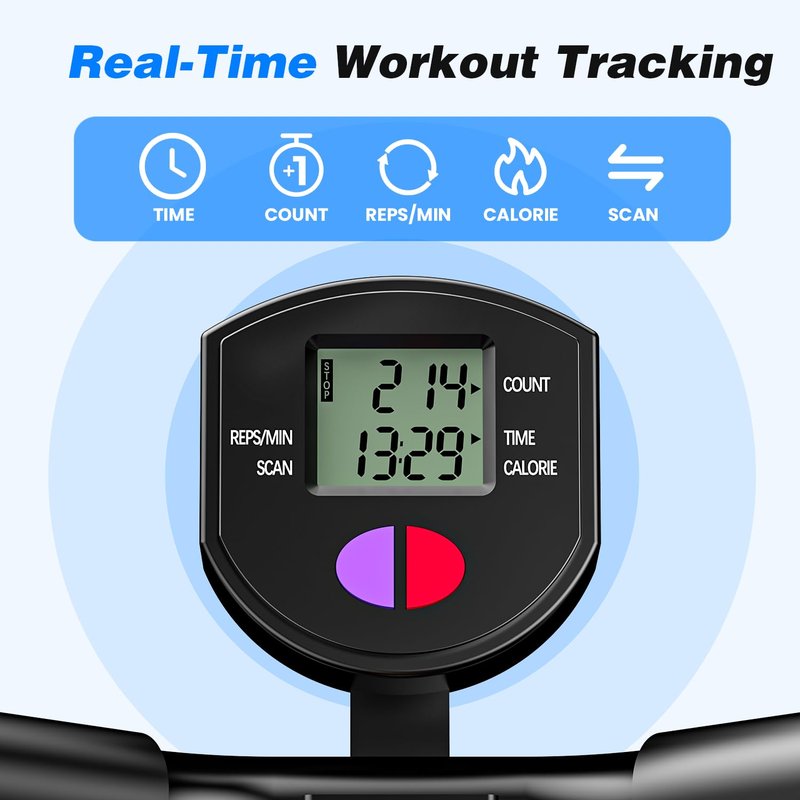 OWLSKY Squat Rowing Machine for Home Gym, Compact Foldable Squat Exercise Machine with LCD Monitor, Low-Impact Workout, Adjustable Seat, 350 LBS, Full-Body Fitness Equipment