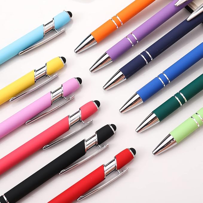 Oddmoal Ballpoint Pen with Stylus Tip, Soft Touch Click Metal Pen, 1.0mm Medium