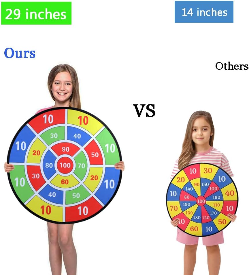 Skiennix Kids Dart Board Game Set - Large Sticky Dart Board with 24 Balls | Fun Indoor/Outdoor Game for Ages 3-10