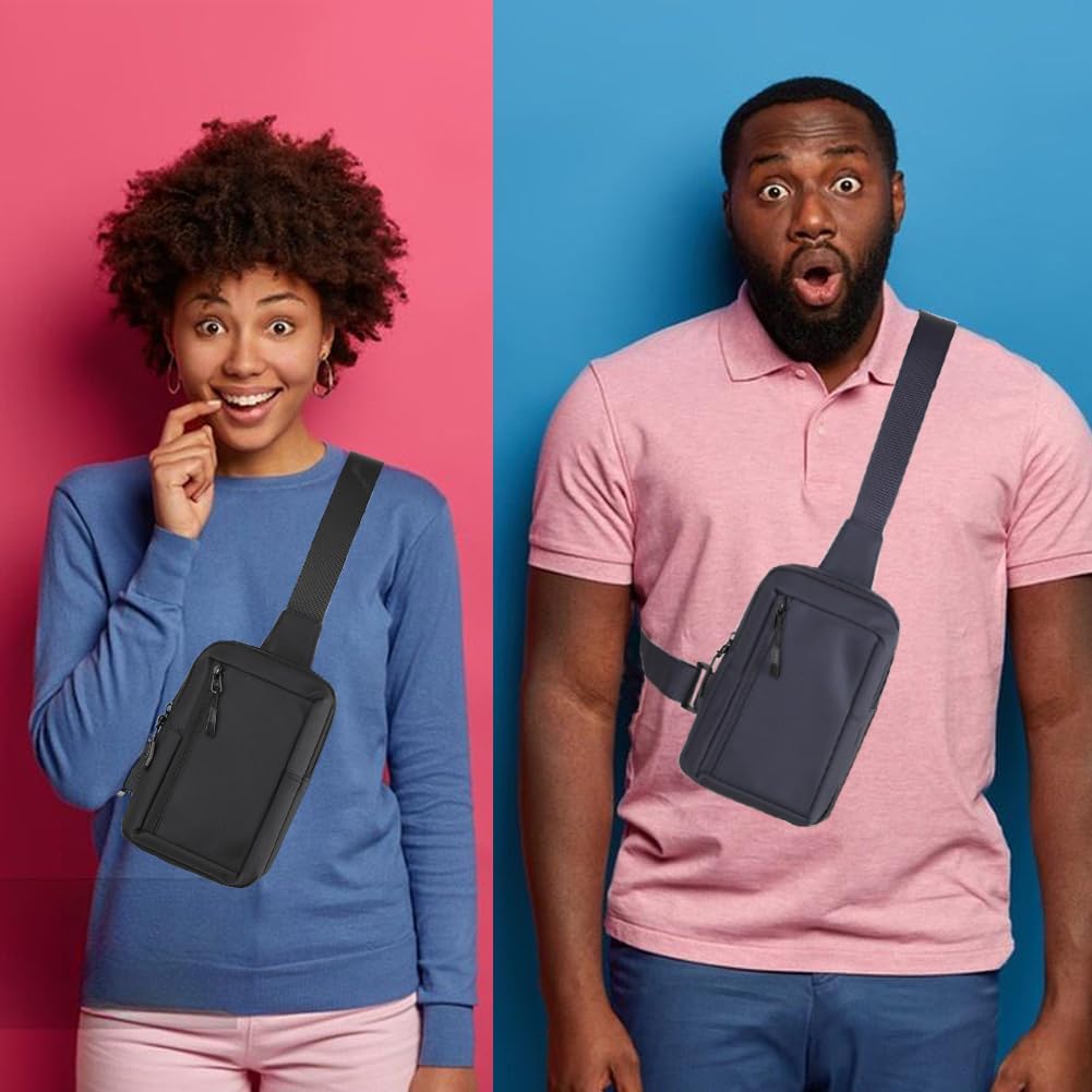 Sireck Crossbody Bag - Trendy Black Sling Fanny Pack for Men & Women | Ideal for Workouts & Running