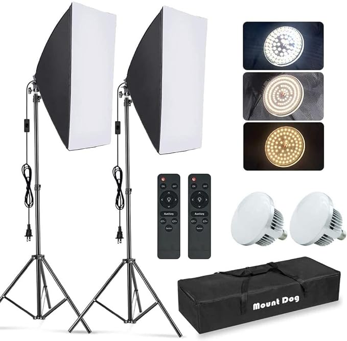 MOUNTDOG Softbox Lighting Kit, 2x19.7"x27.5" Photography Continuous Lighting