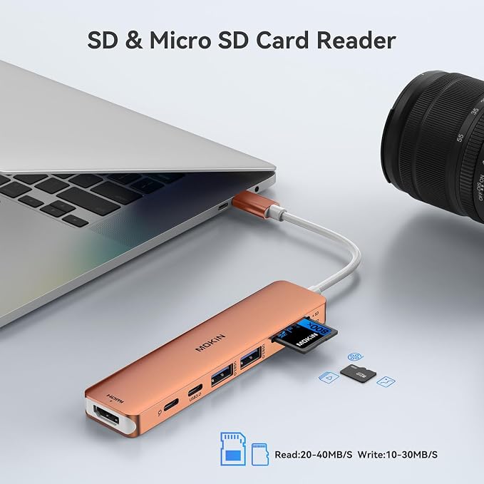 USB C Hub HDMI Adapter for MacBook Pro/Air, MOKiN 7 in 1 USB C Dongle