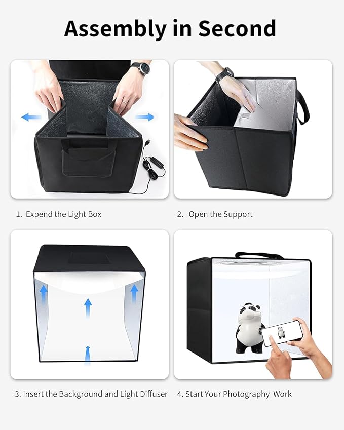 Glendan Portable Light Box Photography: 16"x12" Folding Photo Box