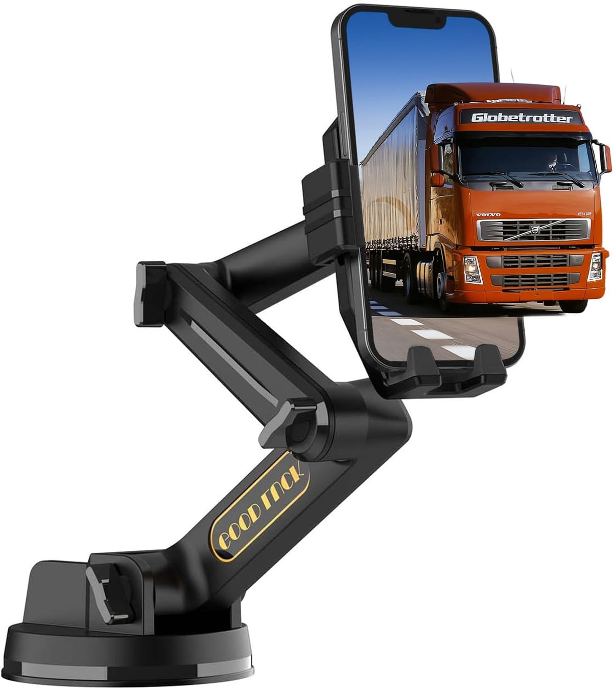 WUITIN Truck Phone Holder Mount,Car Phone Holder,Dashboard Windshield Phone Holder 16.9 inch Long Arm,Super Suction Cup Compatible with Pickup Truck,Commercial Truck and All Phone,Black