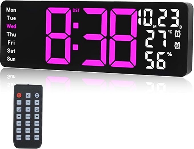Digital Wall Clock Large Display, 17.3" Digital Clock