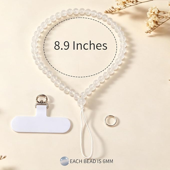 Agate Beaded Phone Wrist Strap for Women Men Stone Beads Charm Handmade