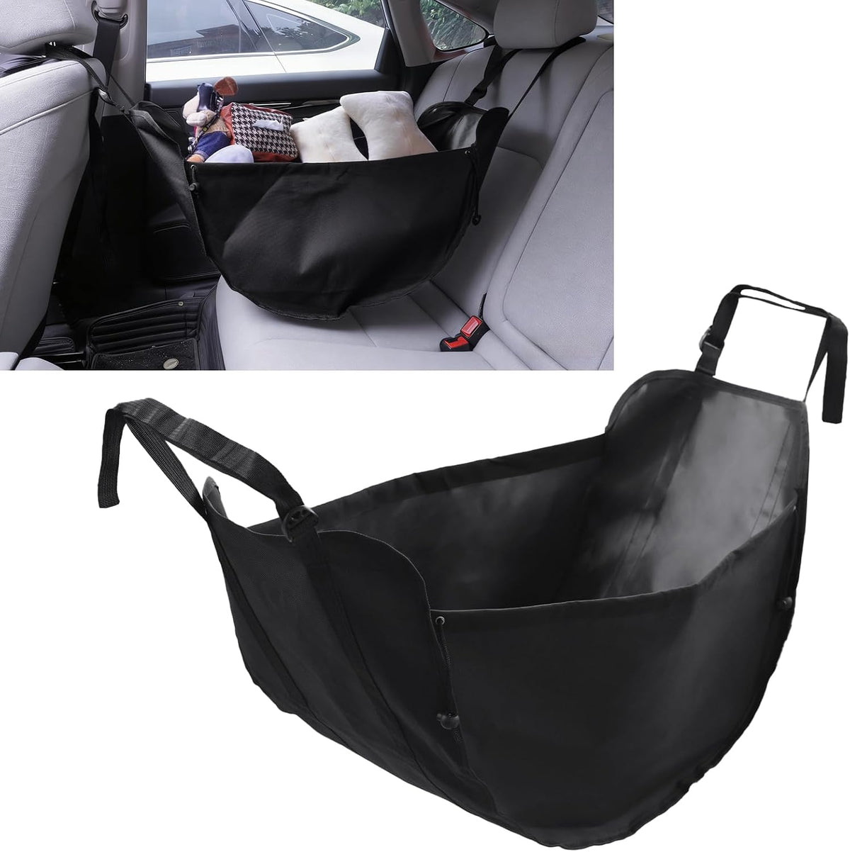Car Seat Organizer, Collapsible Hammock Back Seat Storage Bag | Foldable Car Hanging Multifunctional Shopping Shoulder Bag,Reusable Tote with Drawstrings, Large Capacity for Car,Truck,SUV