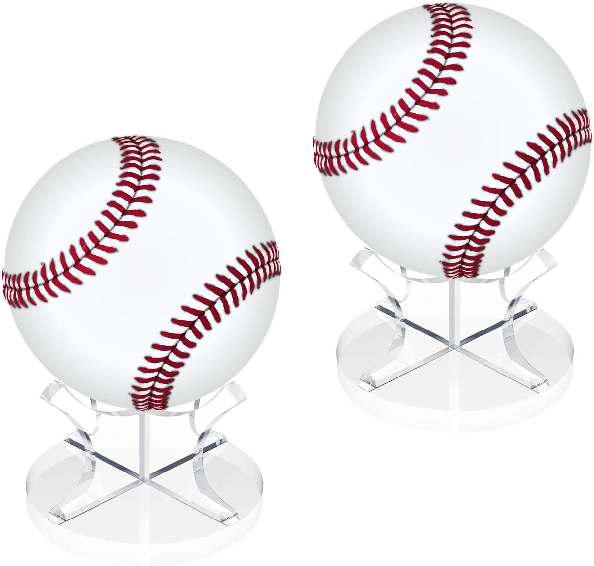 Skiennix Acrylic Baseball Stands - 2 Pack Display Racks with Non-Slip Rubber Pads for Sports Balls