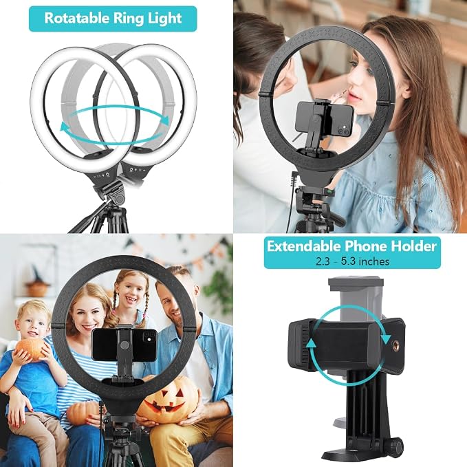 Sensyne 14" Ring Light with Tripod Stand, LED Circle Light with Phone Holder