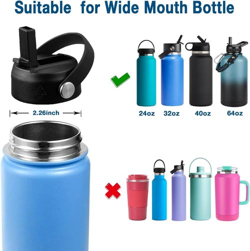 Hydro Flask Straw Lid - Leak Proof Flip Cap for Wide Mouth Bottles (16-64oz) | Durable Water Bottle Accessory
