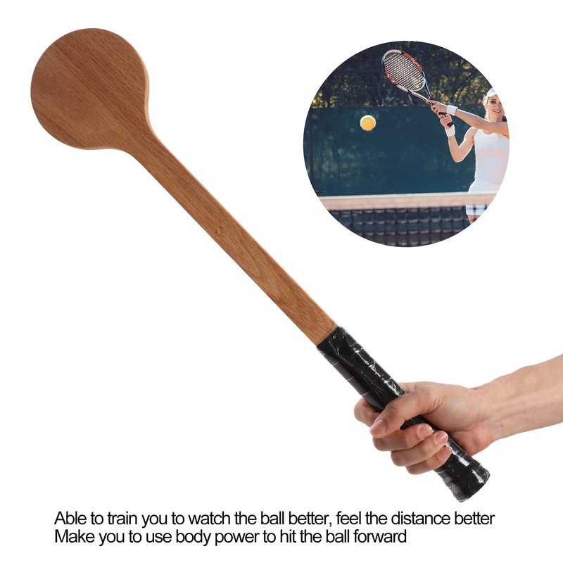Tennis Pointer Wood Spoon Tennis Racket Swing Practice Training Aid with Storage Bag for Sports (Standard model-60cm)