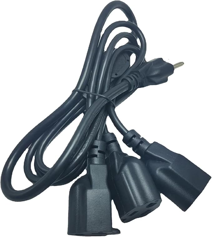 3.3FT 3 Prong 1 to 3 Extension Cord Splitter, Indoor Outdoor Power Cable 3-Outlet Power Cord Splitter Cords, SJT 16AWG 10A/1250W for Halloween Lights, Christmas Decorations, Computer, Scanner (Black)
