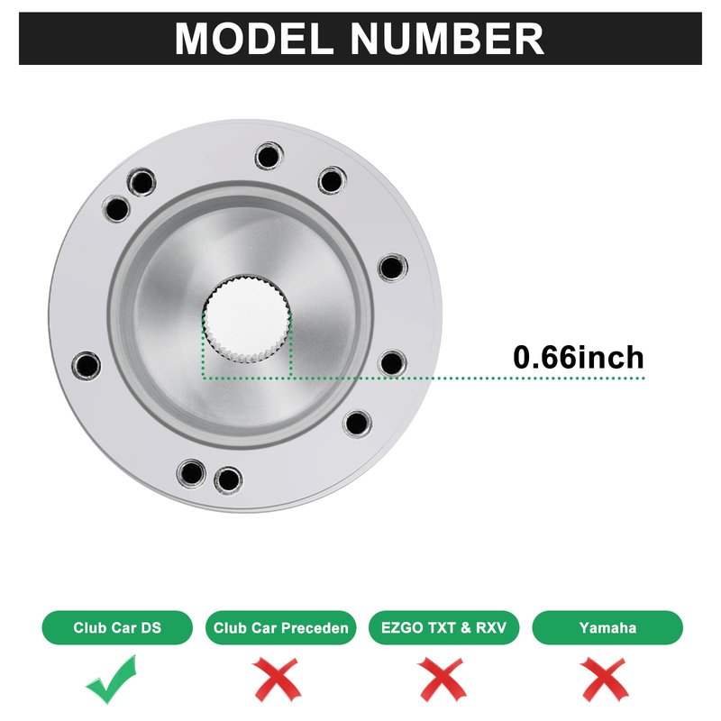 Shu-Ran Golf Cart Steering Wheel Adapter, Golf Cart Steering Wheel Adapter Hub Only for Club Car DS Golf Cart, Silver