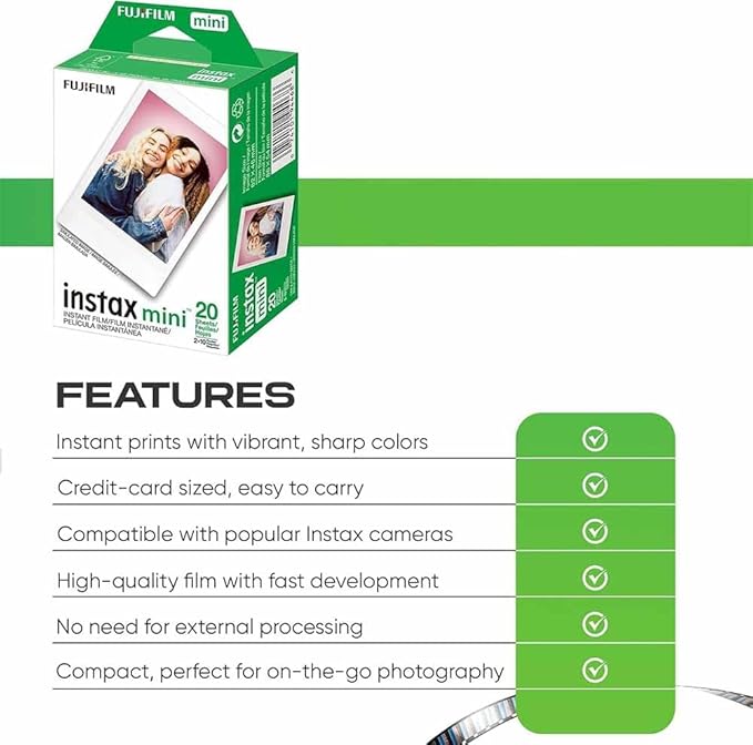 Fujifilm Instax Mini Camera Film: 20 Shoots Total,