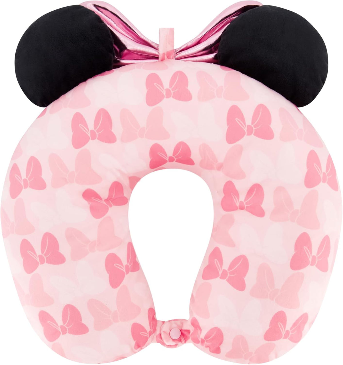 Disney Minnie Mouse Travel Neck Pillow with 3D Ears and Bow for Airplane, Car and Office Comfortable and Breathable, Blush