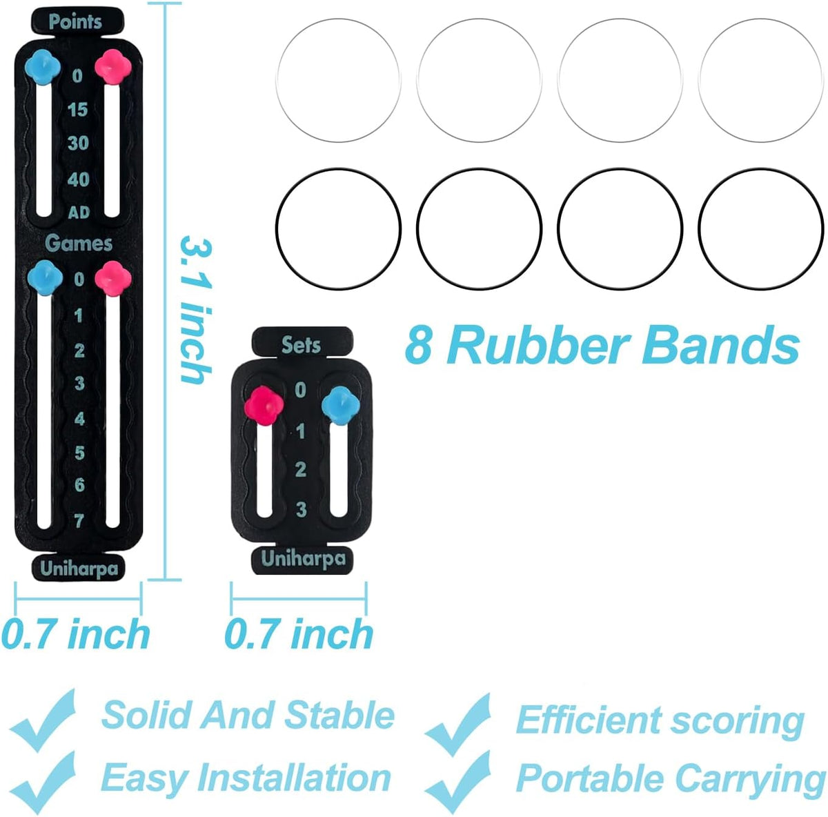 Uniharpa Portable Tennis Racket Scorekeeper - Lightweight Mini Scoreboard for Easy Point Tracking | 1.9g