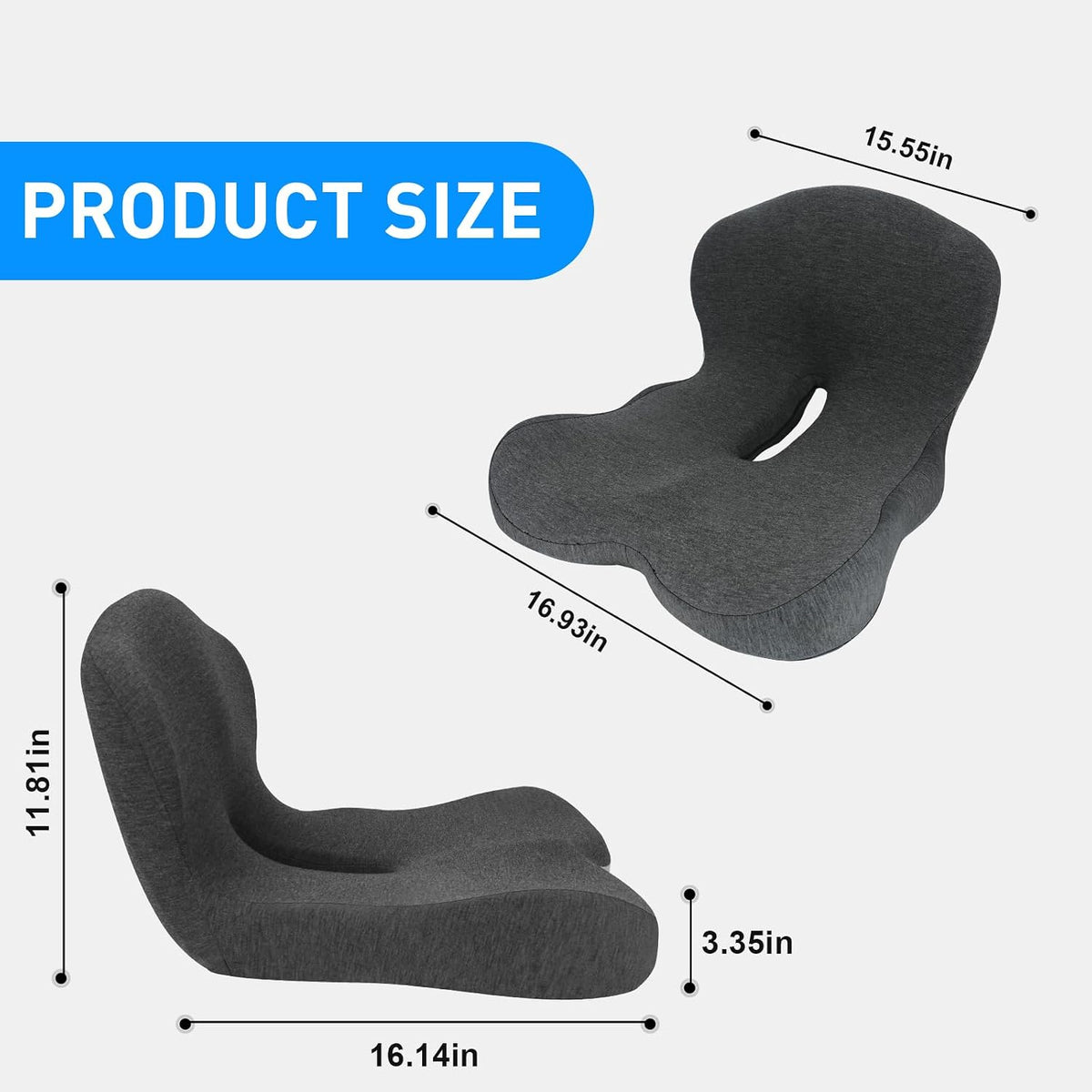 Denchy Memory Foam Car Seat Cushion with Back Support, Truck Driver Cushion