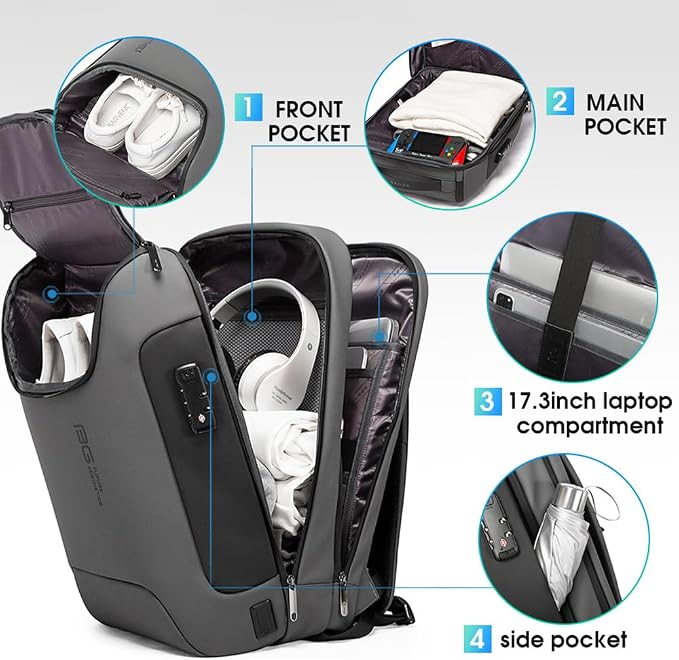 BANGE Anti Theft Backpack With TSA Lock, Waterproof Backpacks With YKK Zipper