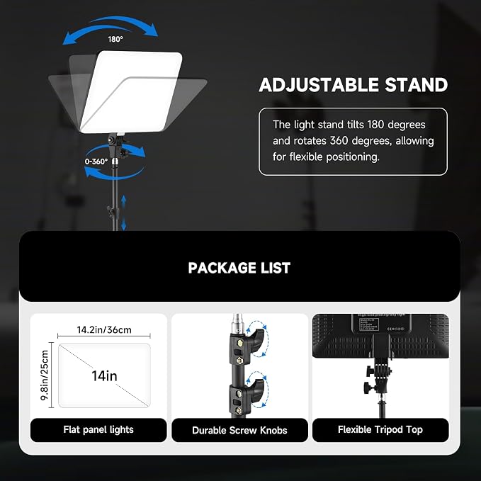 2-Pack LED Video Light Kit, 2700-6500k Dimmable Photography Lighting Kit