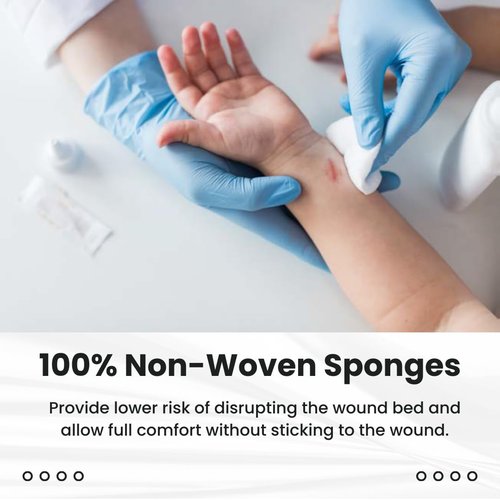 Dealmed 3" x 3" Non-Woven Gauze Sponges (200 Count) 4-Ply All-Purpose Non-Sterile Absorbent Dental Gauze Wound Care Product for First Aid Kit/Medical Facilities (Pack of 4)