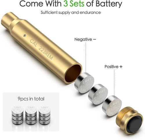 Feyachi Green Laser Bore Sight - 223 5.56mm with Switch Design & 3 Battery Sets