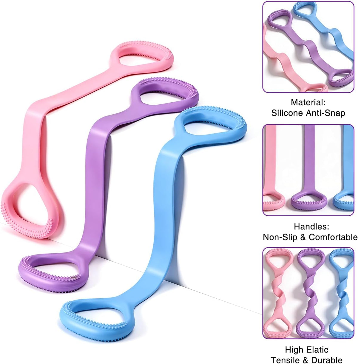 Skiennix Figure 8 Resistance Bands - Elastic Stretch Fitness Set for Arm & Shoulder Workouts | 3PCS