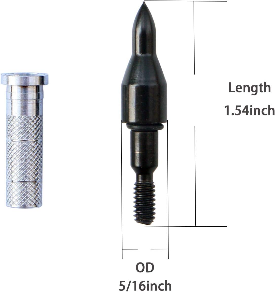 TIGER ARCHERY Aluminum Inserts .244 | Bullet Field Points 5/16 for Carbon Arrow Shafts
