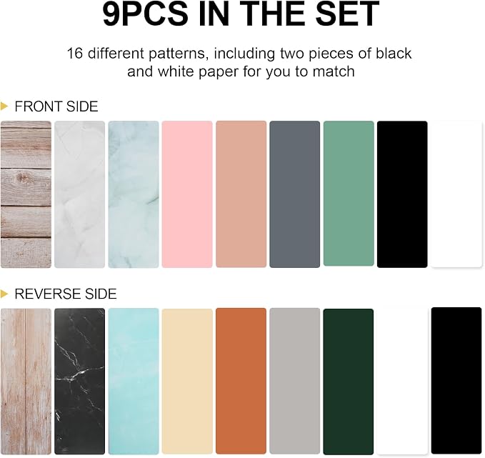 Meking 9PCS 16Patterns Product Photography Backdrops, Photo Background Flat Lay