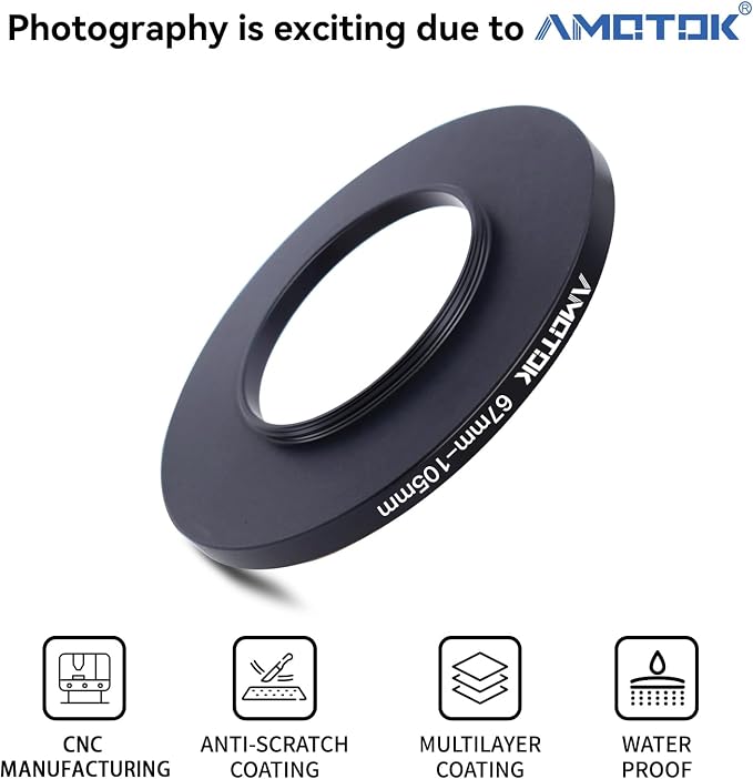 67mm Lens to 105mm Camera Lens Adapter, 67mm-105mm Filter Step up Rings