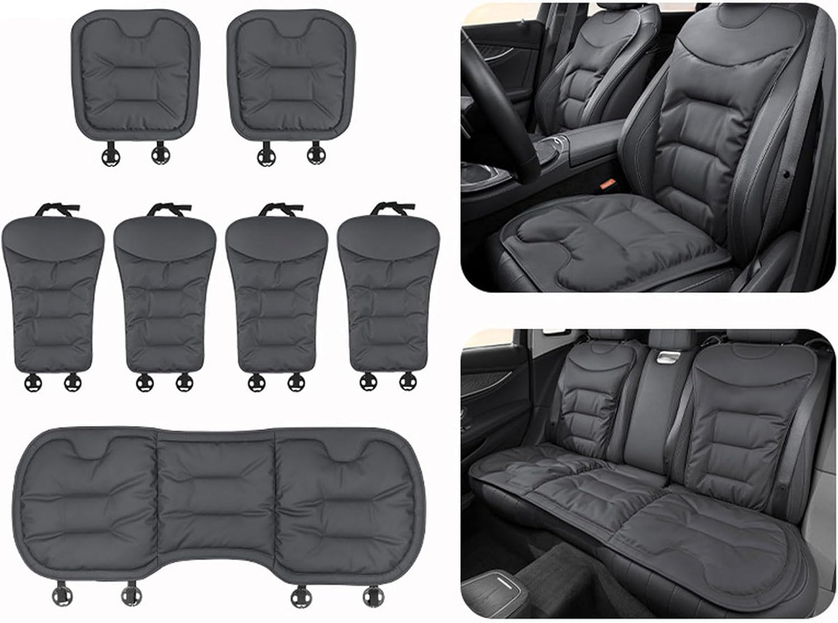 Car Seat Cushion, 2026 New Skin-Friendly Leather Seat Cushions, Breathable Dirt-Repellent Memory Foam Pad for Most Auto & Office Chairs (3pcs Black)
