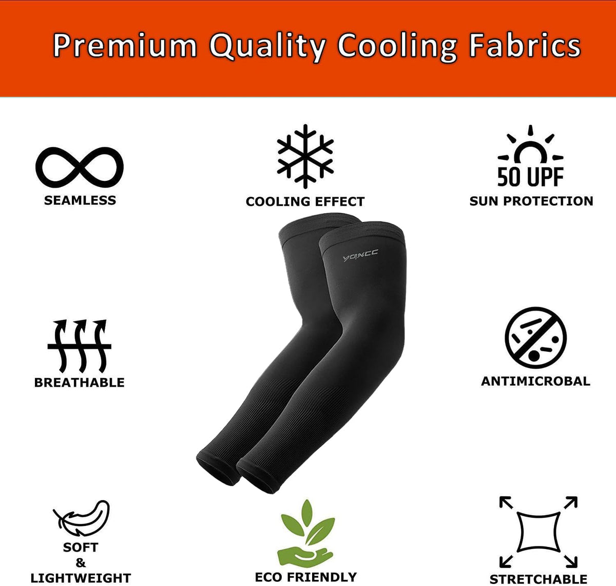 YQXCC Cooling Arm Sleeves - UV Sun Protection Sports Compression for Men & Women | 4 Pairs