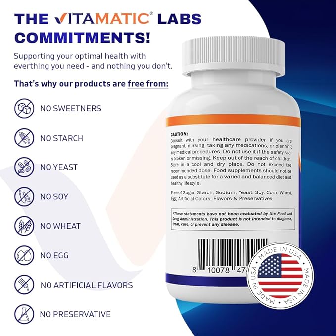 Vitamatic ADK Vitamin Supplement, 180 Veg Capsules, High Potency Vitamins A, D3, K2 for Bone Health, Calcium Absorption, Non-GMO, Gluten Free