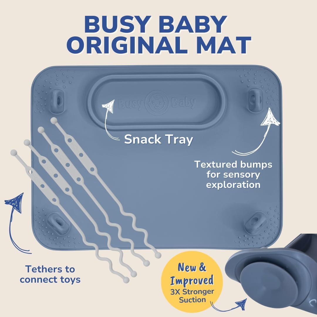 Busy Baby Silicone Mat NEW Suction Cups With 4 Straps (Spearmint)