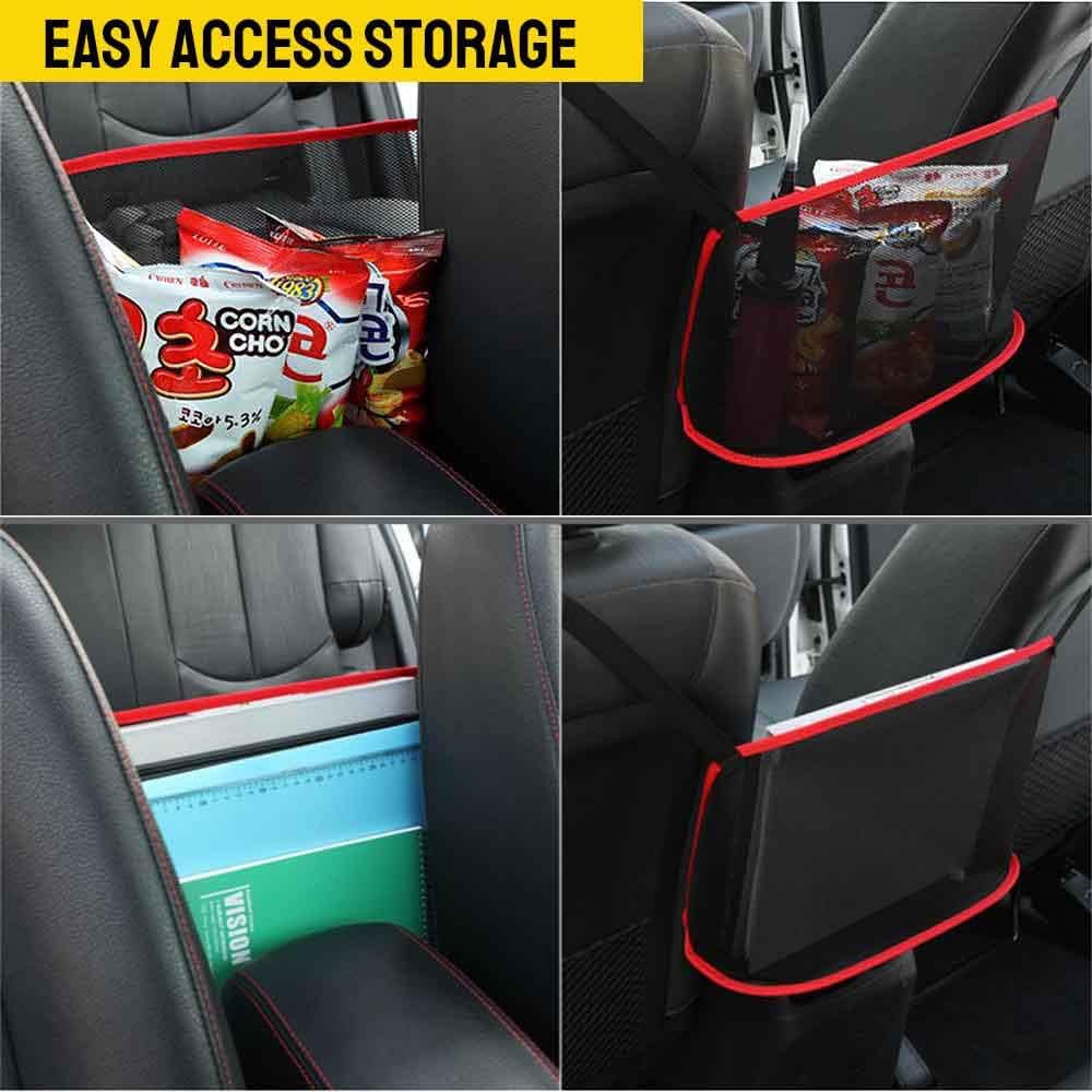 QBUC Car Net Pocket Handbag Holder, Mesh Cargo Car Storage Universal Storage Bag for Handbag Bag (Red)